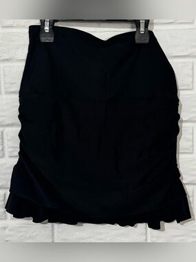 Island Escape High-Waist Ruffled Swim Skirt Bottom Women’s 14 Black Skirtini